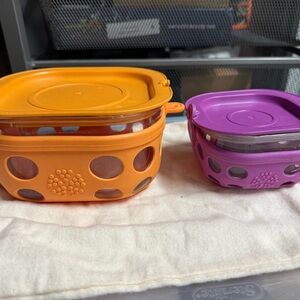 Orange and Purple Glass Food Storage Containers a Lifefactory